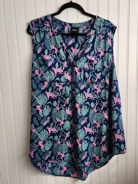 Disney Blue Pink Jungle Book Novelty Print Lightweight Sleeveless Tank Top 2X